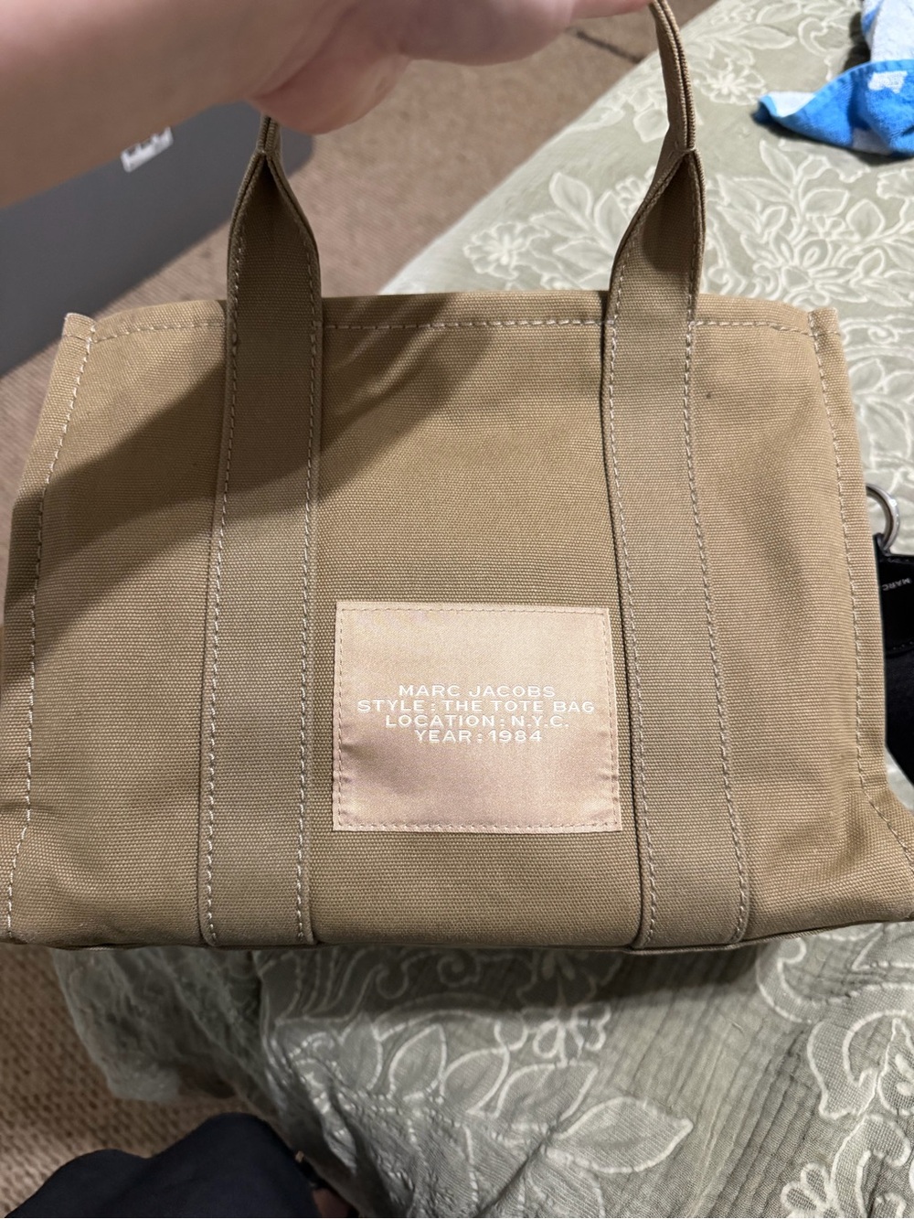 Marc Jacobs Khaki Canvas Tote with Black Logo Strap - Picture 7 of 7